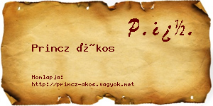 Princz Ákos névjegykártya